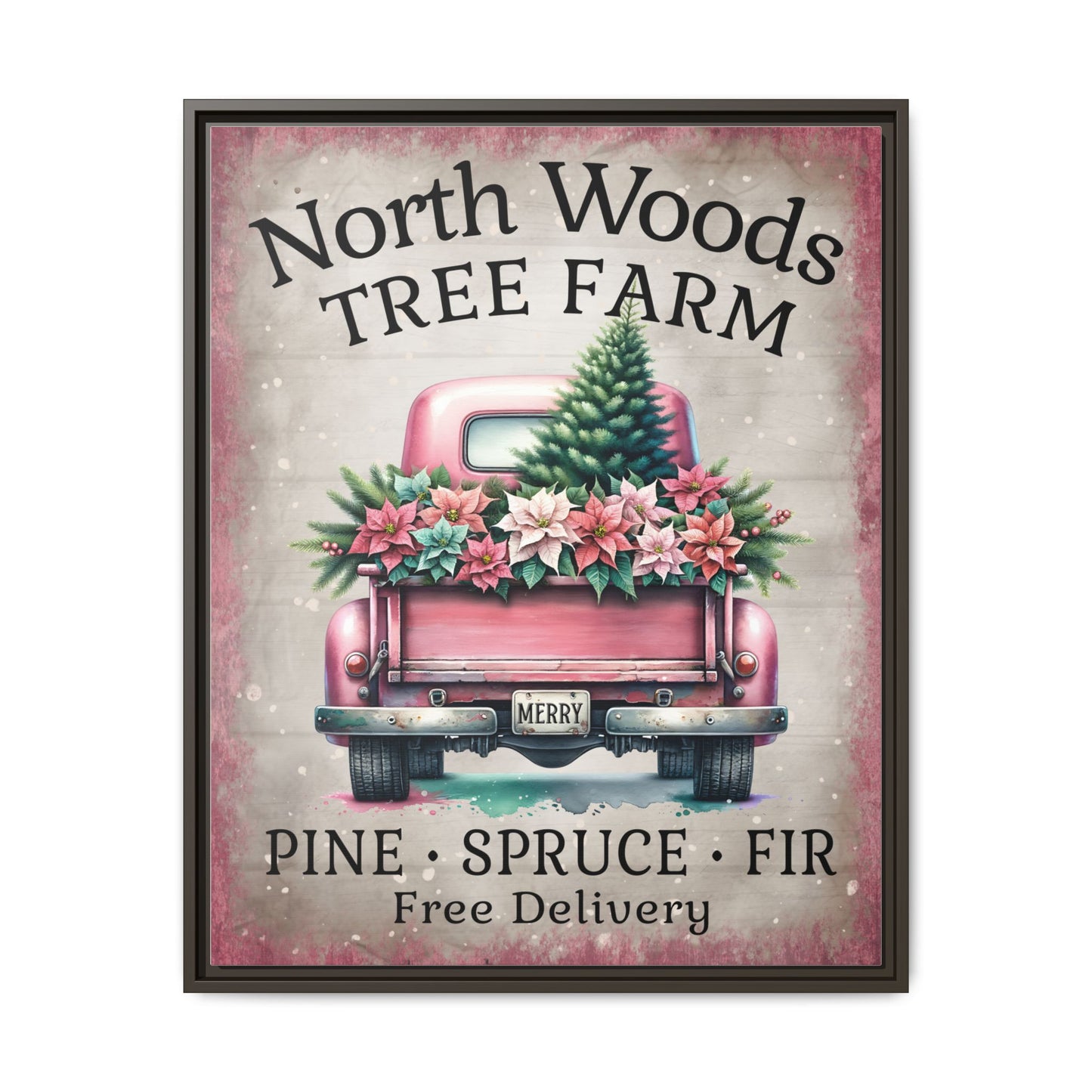 North Woods Tree Farm Matte Canvas, Framed (Multi-color)