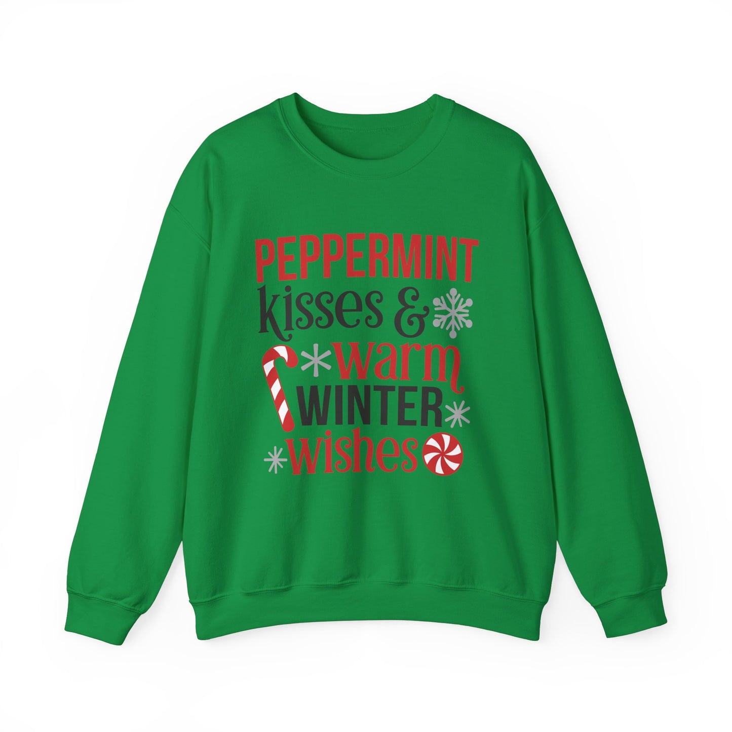 Peppermint Kisses and Warm Winter Wishes Unisex Heavy Blend™ Crewneck Sweatshirt - sizes S - 3X