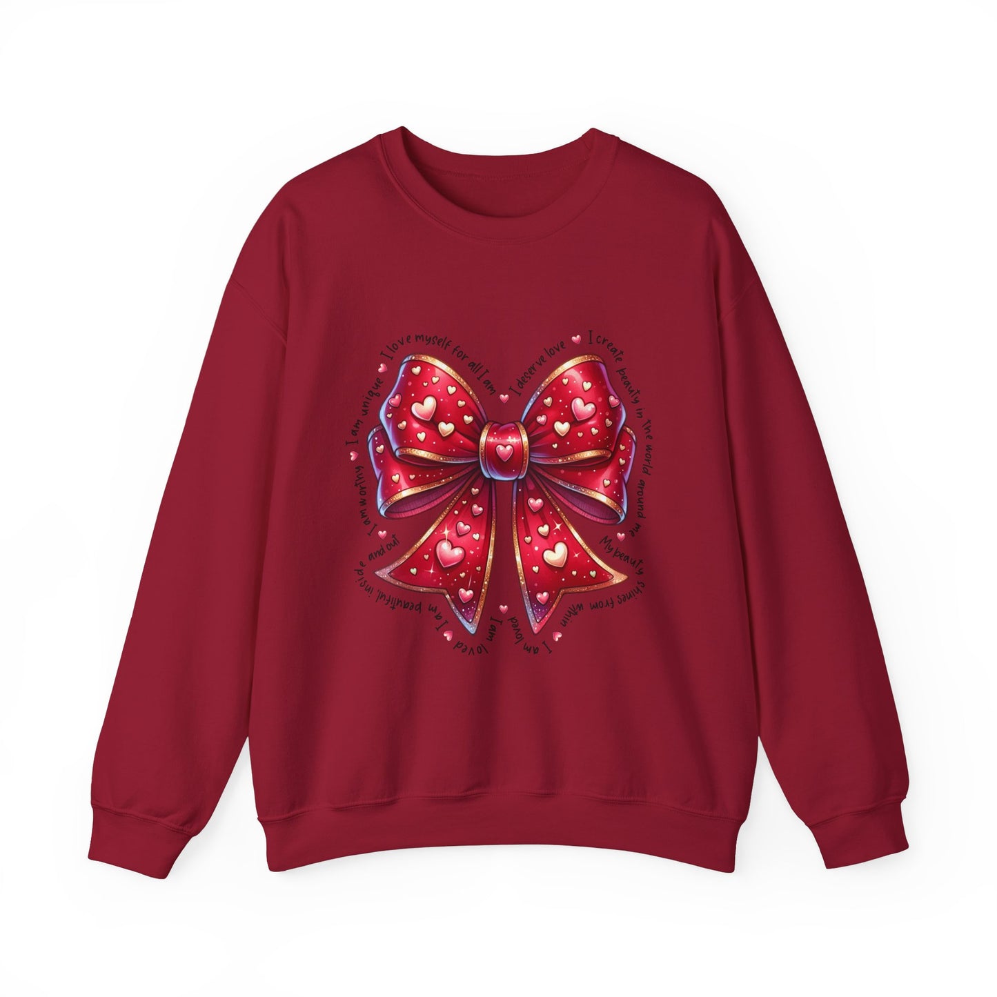 Bow Unisex Heavy Blend Crewneck Sweatshirt - Valentine's Day Warm & Cozy Girly Design