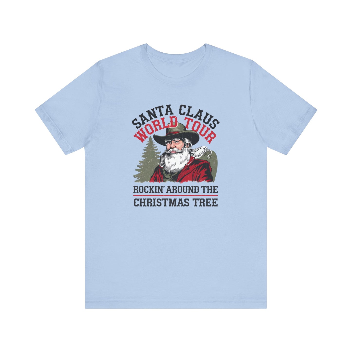 Santa's World Tour Rocking around the Christmas Tree Unisex Jersey Short Sleeve Tee - sizes S - 3X