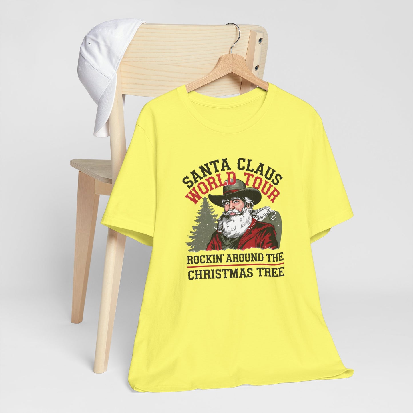 Santa Claus World tour Unisex Jersey Short Sleeve Tee - sizes S - 3X - Rocking around the Christmas Tree