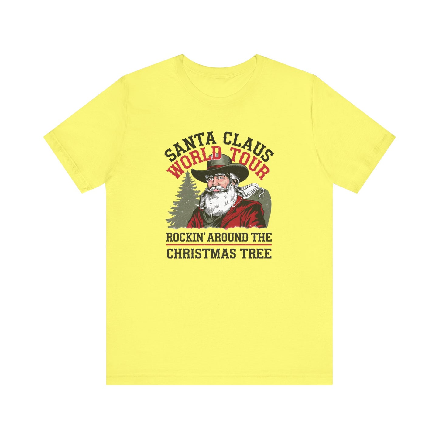 Santa Claus World tour Unisex Jersey Short Sleeve Tee - sizes S - 3X - Rocking around the Christmas Tree