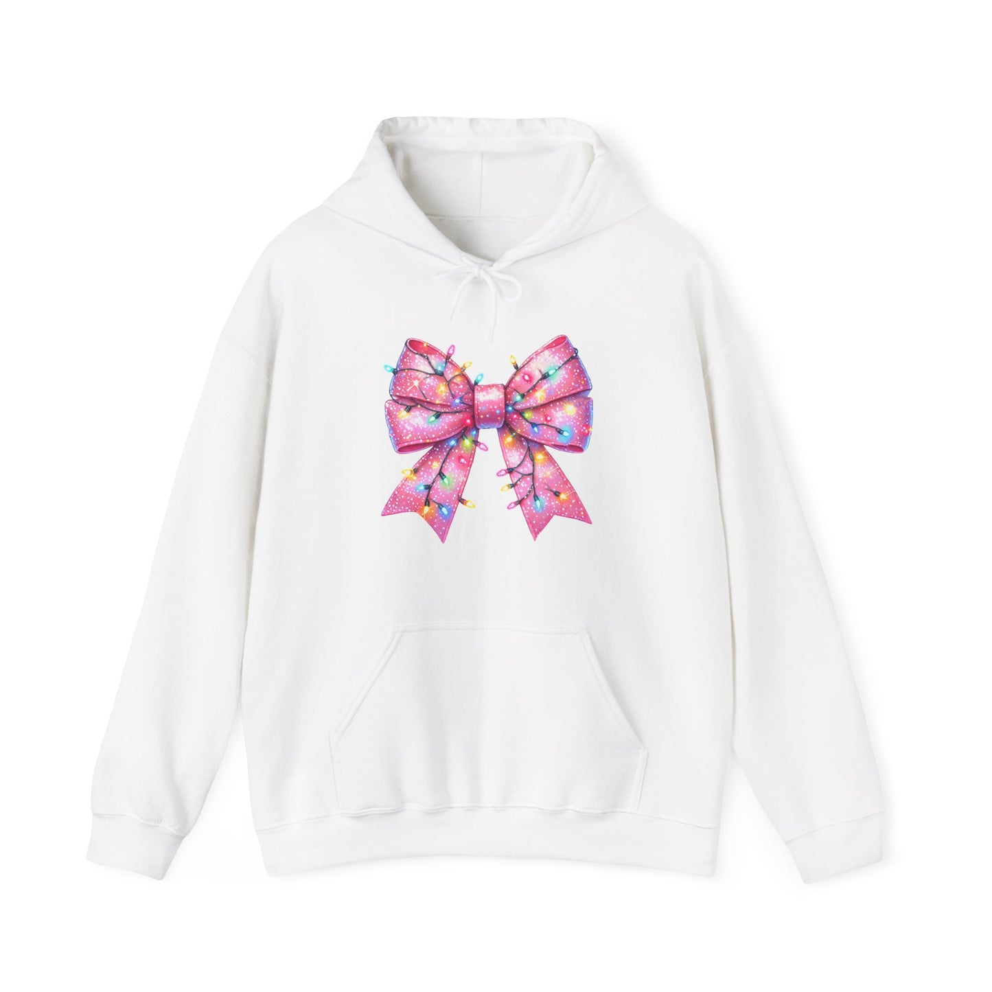 Pink Christmas Bow Heavy Blend Hoodie - Festive Unisex Sweatshirt - sizes S - 5X
