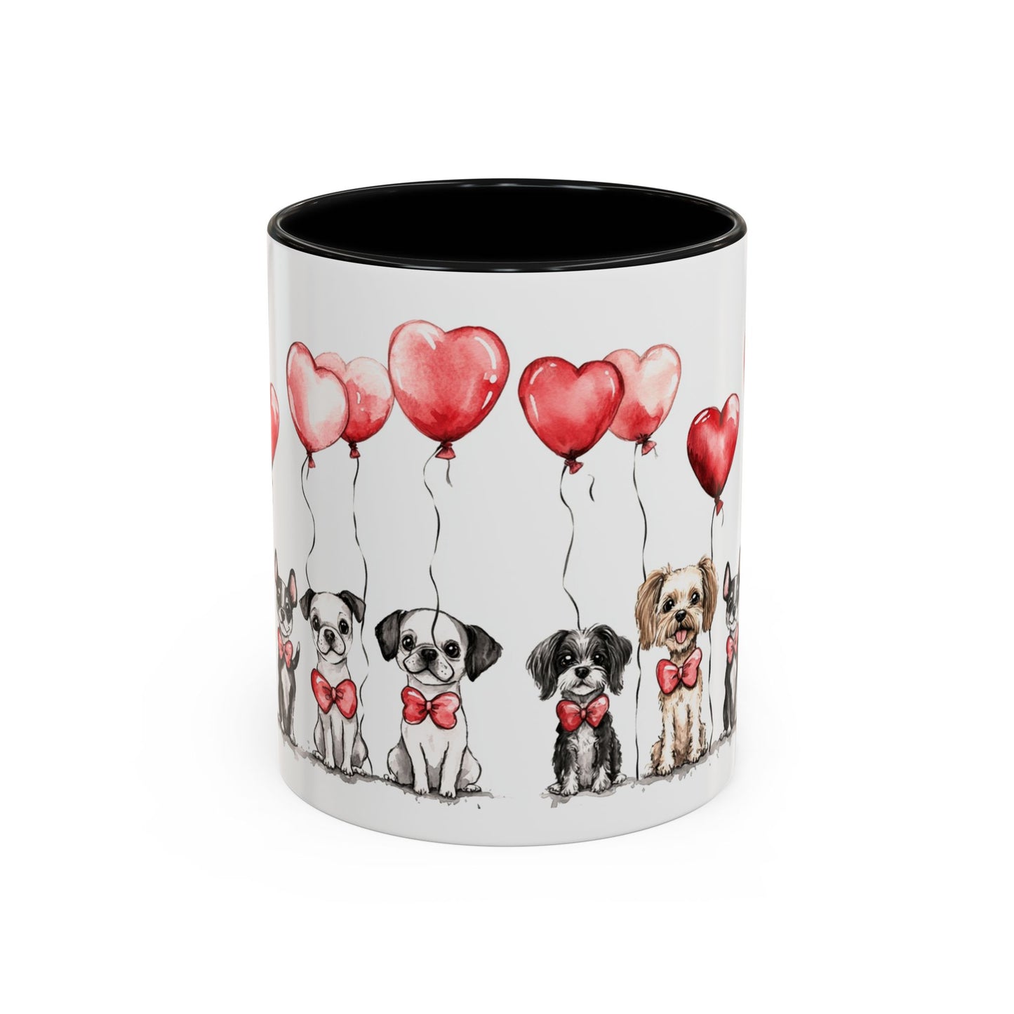 Coffee Mug - Puppy Love Valentine's Day, Cute Dogs and Heart Balloons, 11oz and 15oz, Ceramic
