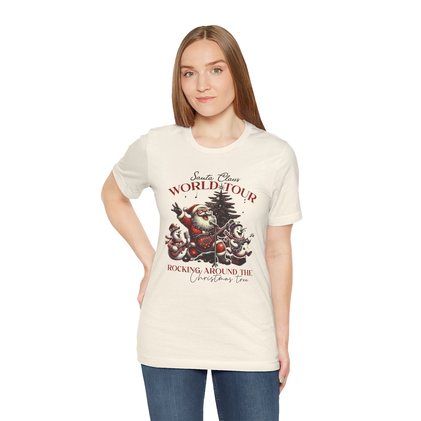 Santa Rocking Around the Christmas Tree Unisex Jersey Short Sleeve T-shirt - sizes S - 3X