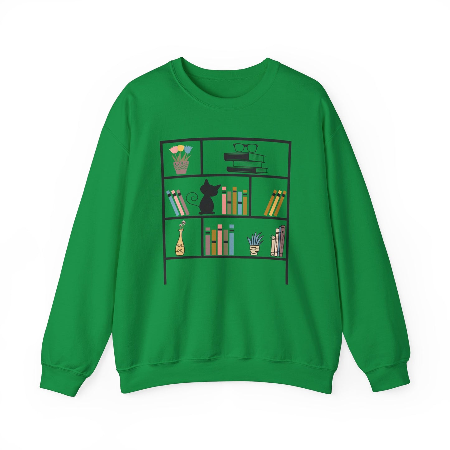 Unisex Heavy Blend™ Crewneck Sweatshirt - cute bookshelf with cat - sizes S - 3X