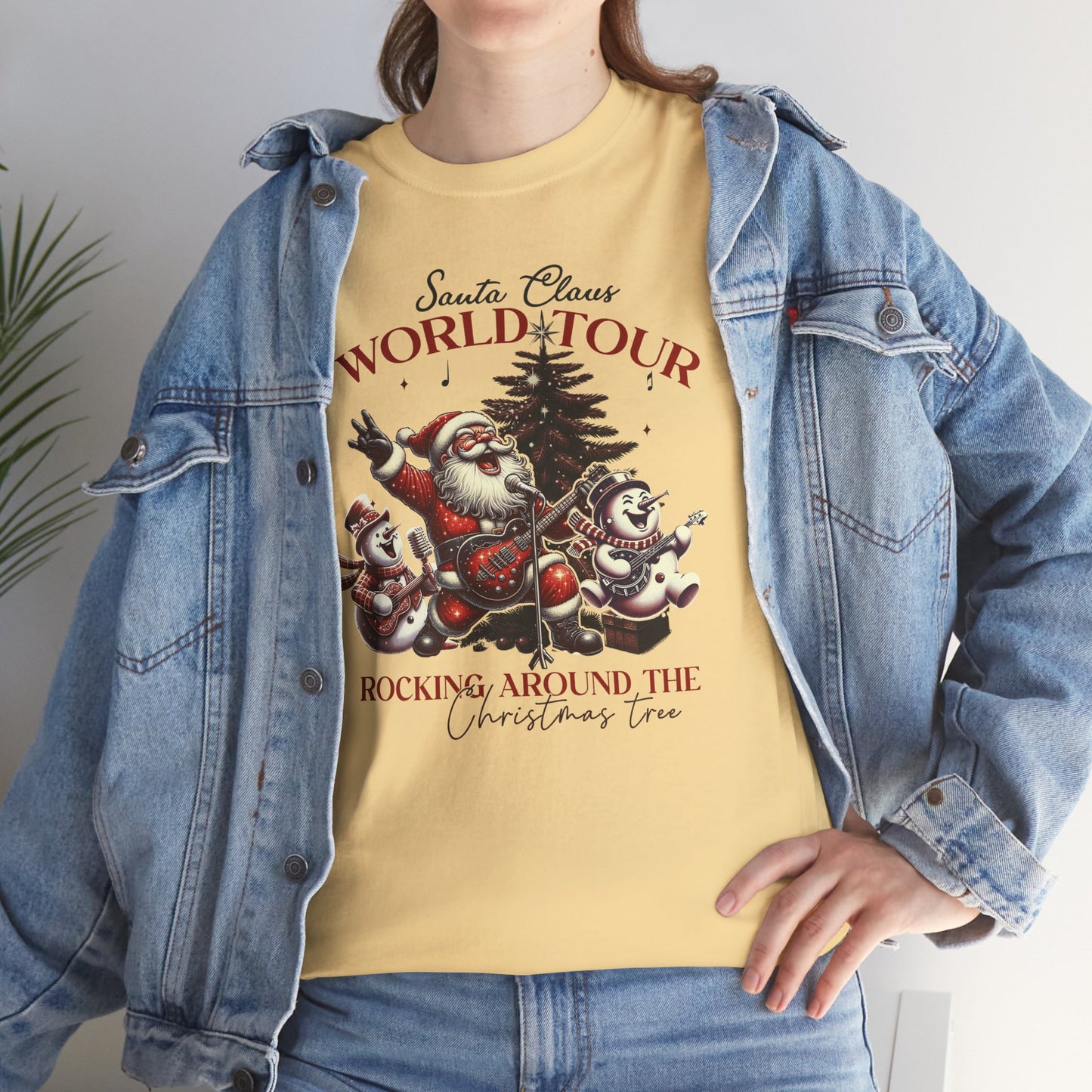 Santa Rocking around the Christmas Tree Unisex Heavy Cotton T-shirt - size S - 5X