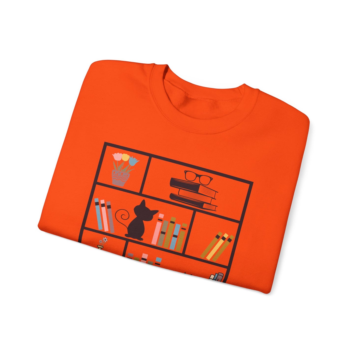 Unisex Heavy Blend™ Crewneck Sweatshirt - cute bookshelf with cat - sizes S - 3X