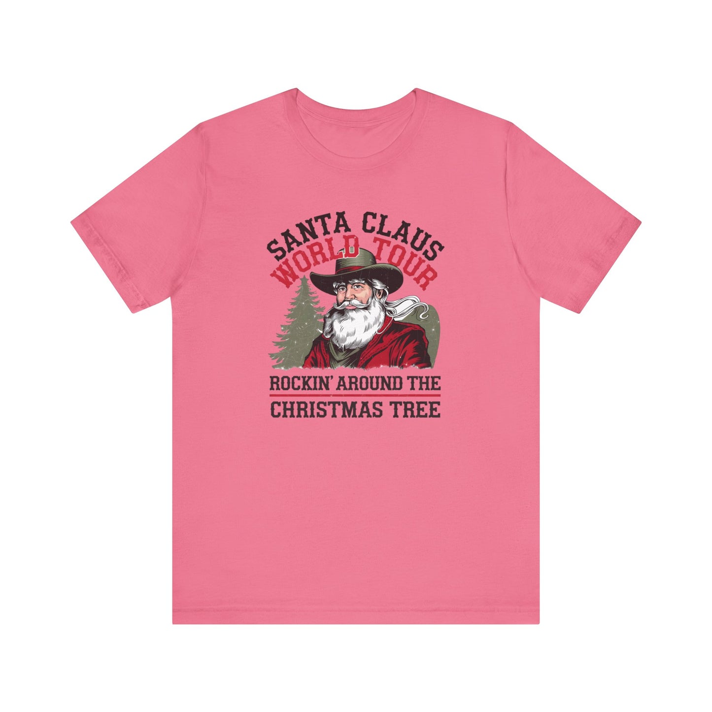Santa's World Tour Rocking around the Christmas Tree Unisex Jersey Short Sleeve Tee - sizes S - 3X