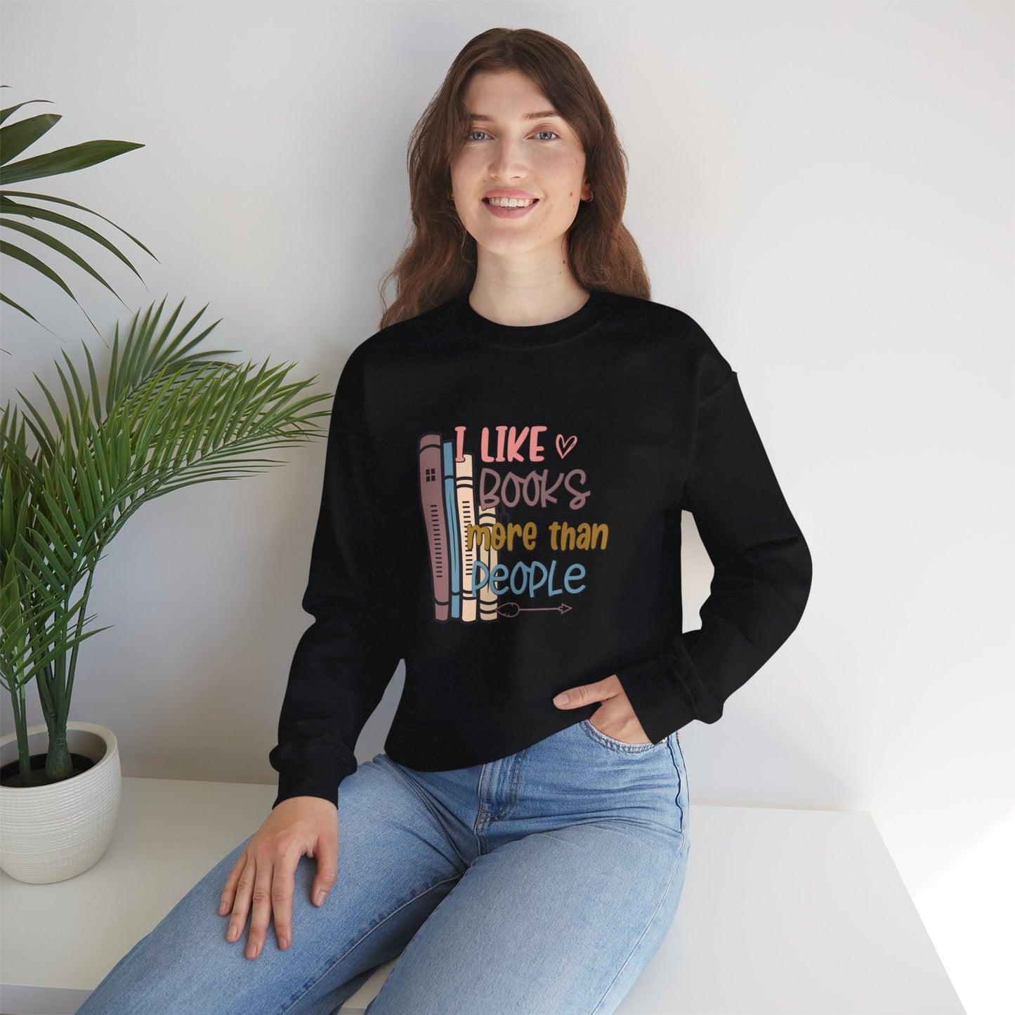 I like books more than people Unisex Heavy Blend™ Crewneck Sweatshirt - sizes S - 3X