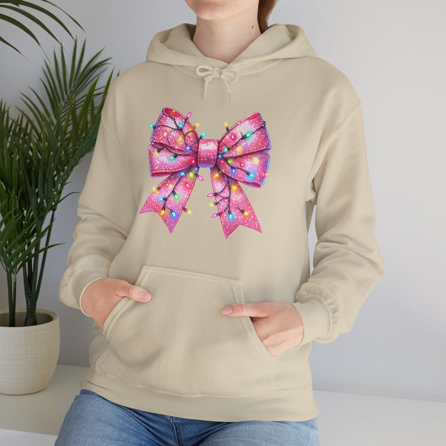 Big Pink Christmas Bow Unisex Heavy Blend™ Hooded Sweatshirt - sizes S - 3X