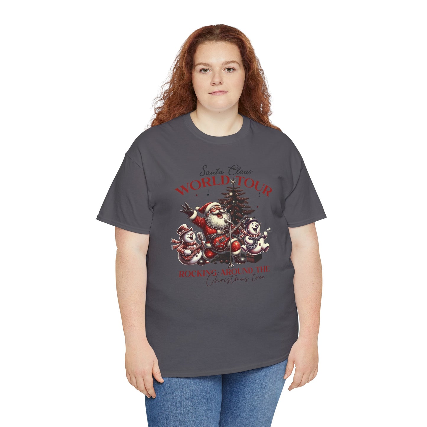 Santa Rocking around the Christmas Tree Unisex Heavy Cotton T-shirt - size S - 5X