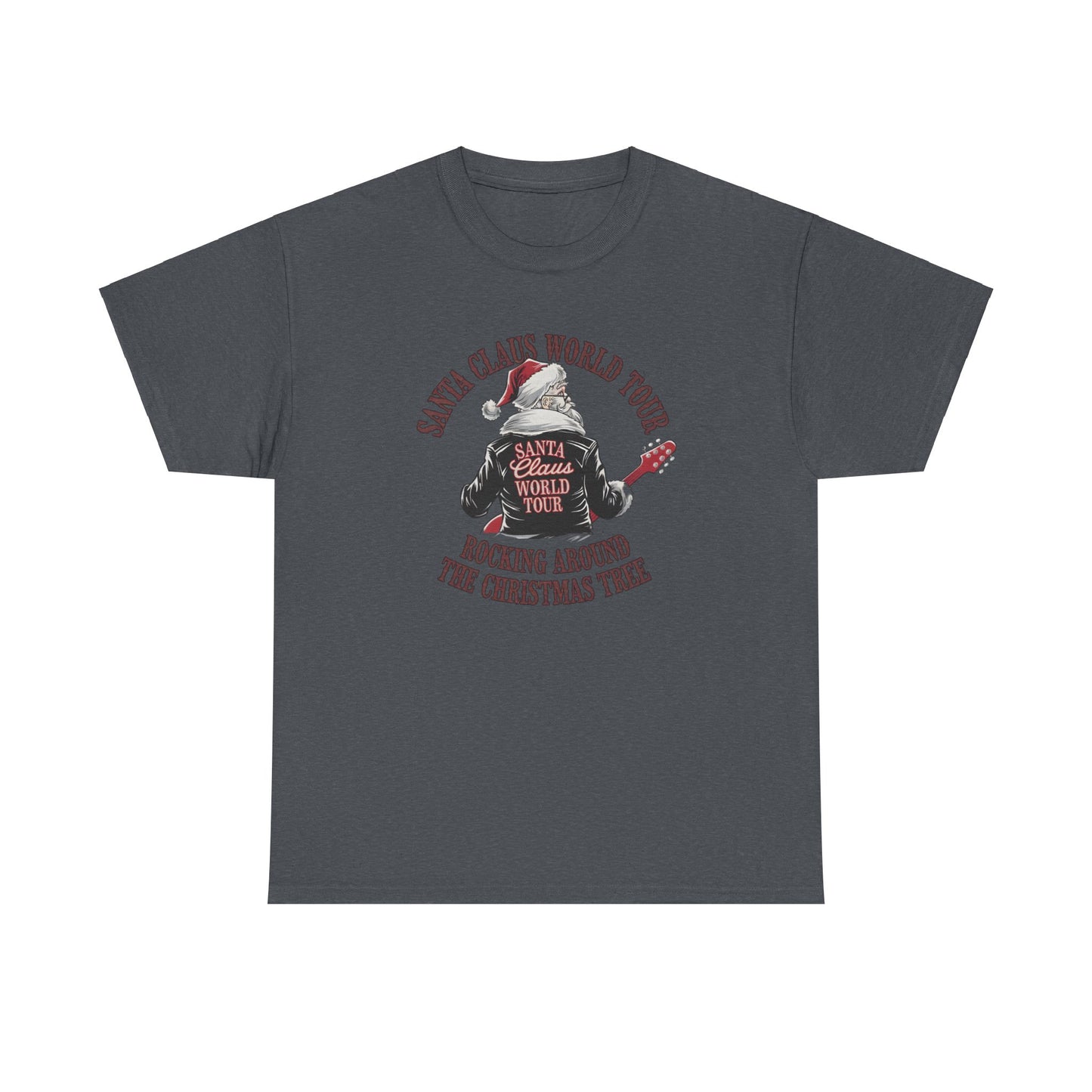 Santa Claus World Tour Unisex Heavy Cotton Tee - sizes S - 3X - Rocking around the Christmas Tree