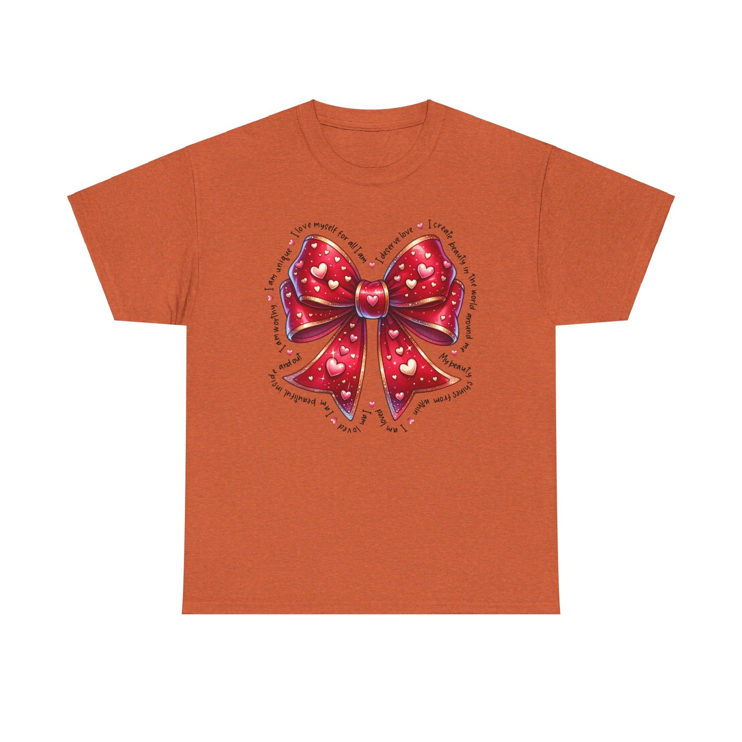 Bow Unisex Heavy Cotton Tee - Valentine's Day, Fun and Inspiring Girly Design