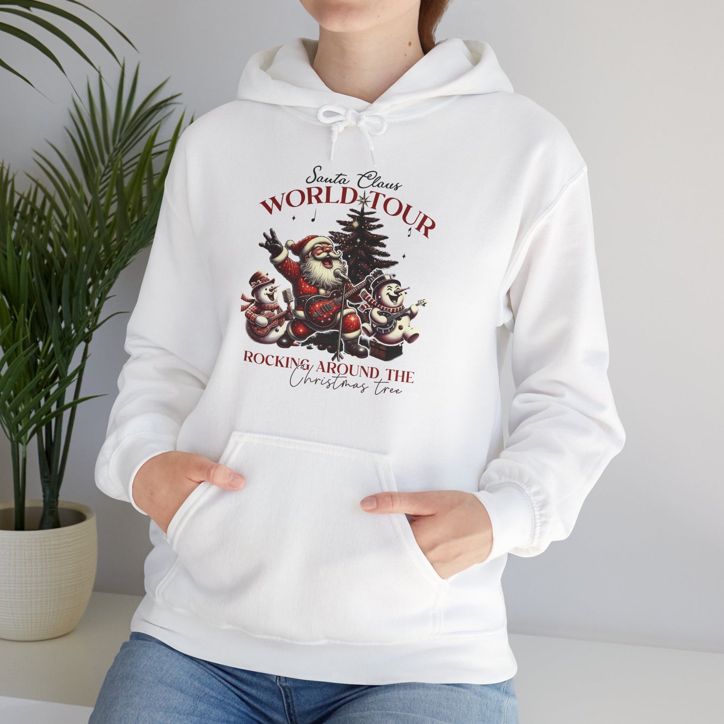 Santa Rocking Around the Christmas Tree Unisex Heavy Blend™ Hooded Sweatshirt - sizes S -3X