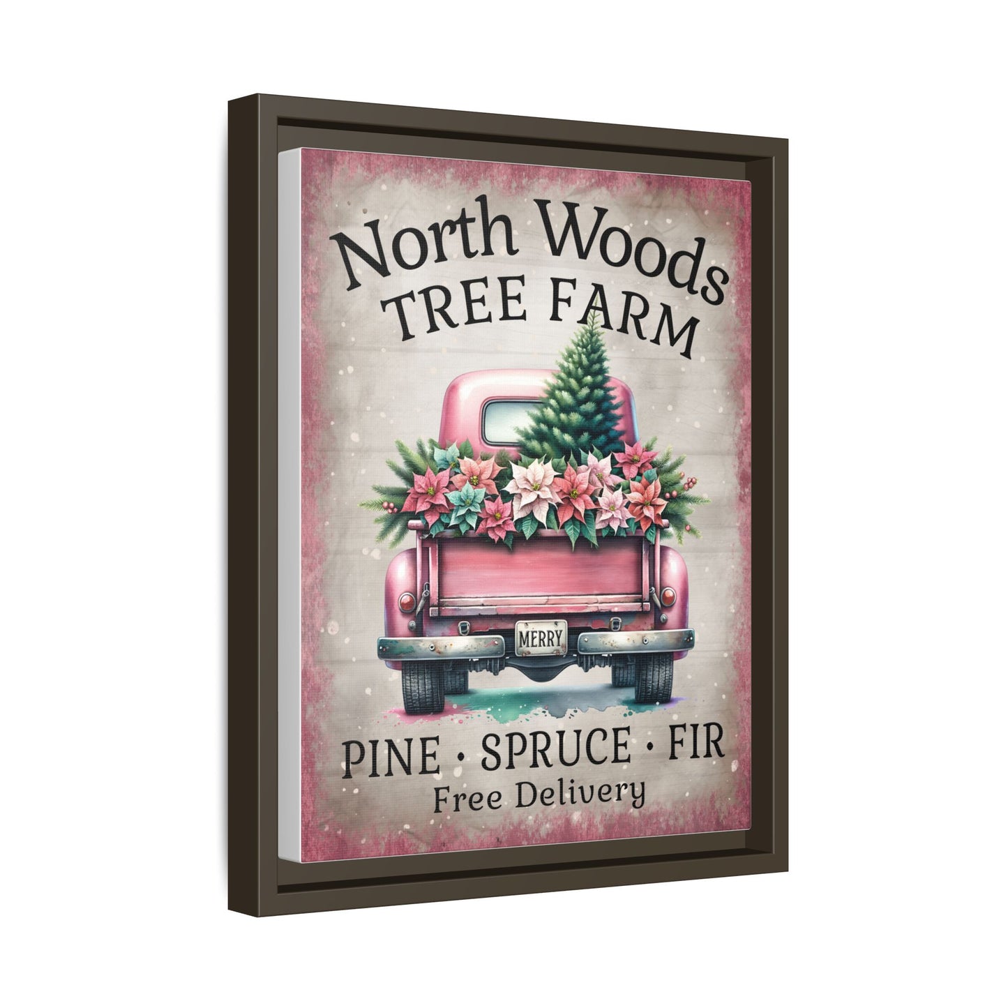 North Woods Tree Farm Matte Canvas, Framed (Multi-color)