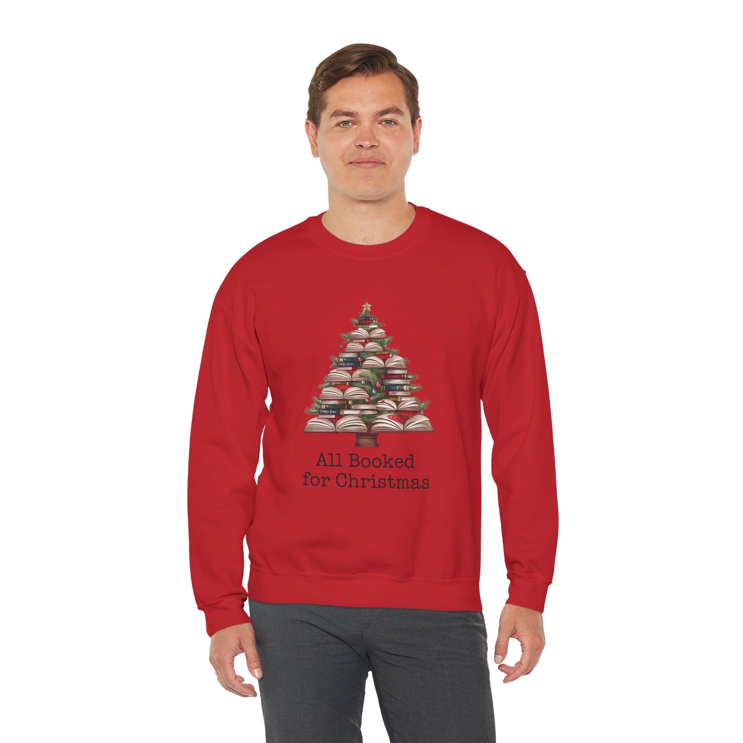 All Booked for Christmas, Book Christmas Tree, Unisex Heavy Blend Crewneck Sweatshirt - size S - 5X