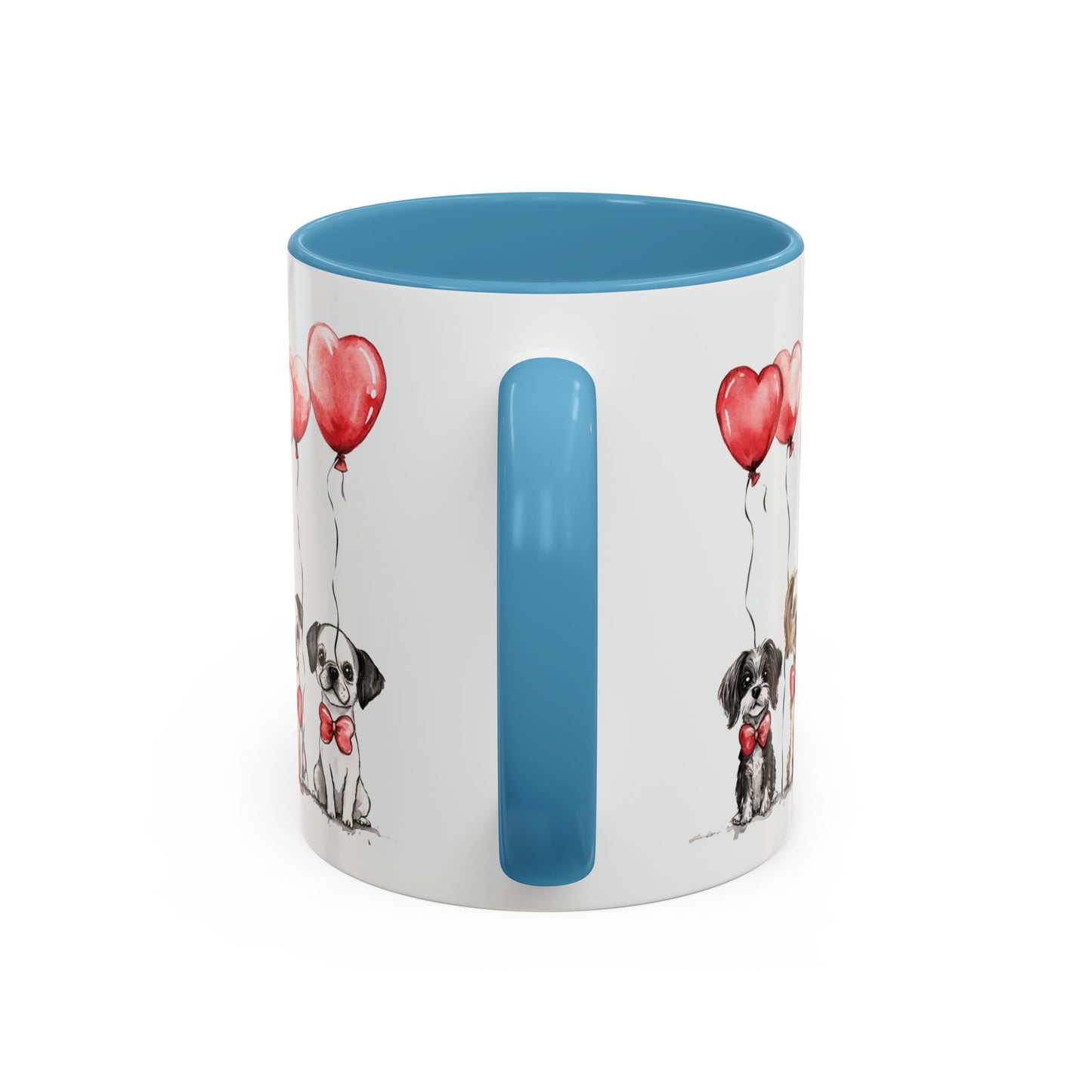 Coffee Mug - Puppy Love Valentine's Day, Cute Dogs and Heart Balloons, 11oz and 15oz, Ceramic