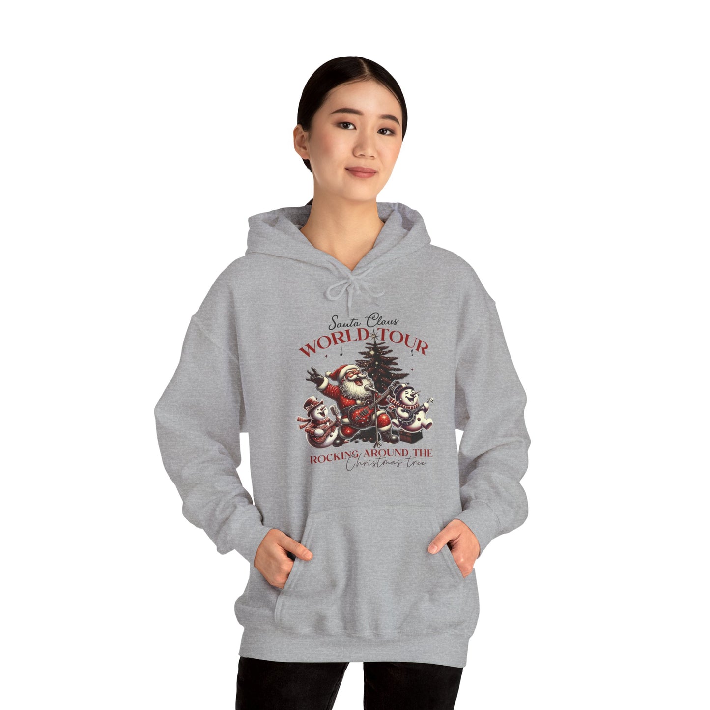 Santa Rocking Around the Christmas Tree Unisex Heavy Blend™ Hooded Sweatshirt - sizes S -3X