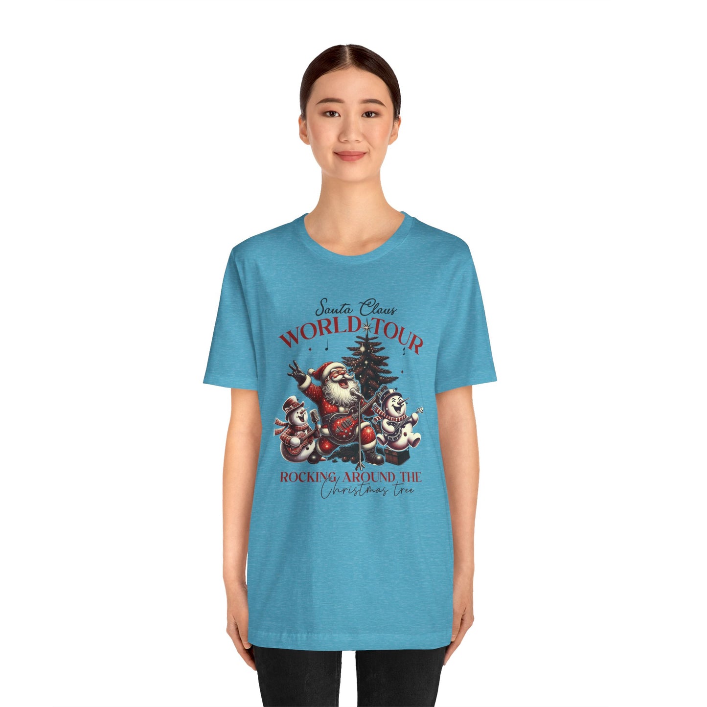 Santa Rocking Around the Christmas Tree Unisex Jersey Short Sleeve T-shirt - sizes S - 3X