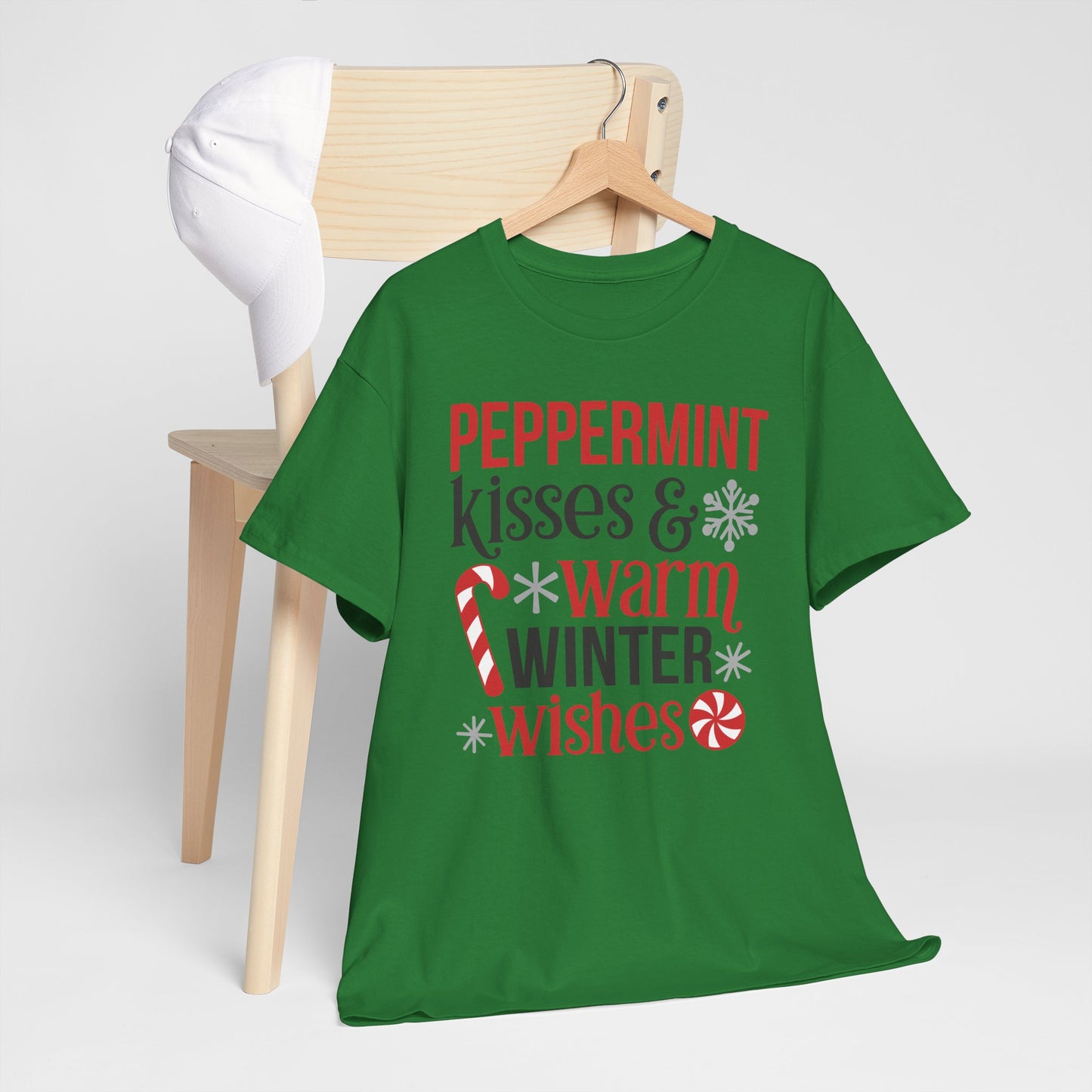 Peppermint Kisses and warm winter wishes Unisex Heavy Cotton Tee - sizes S - 5X