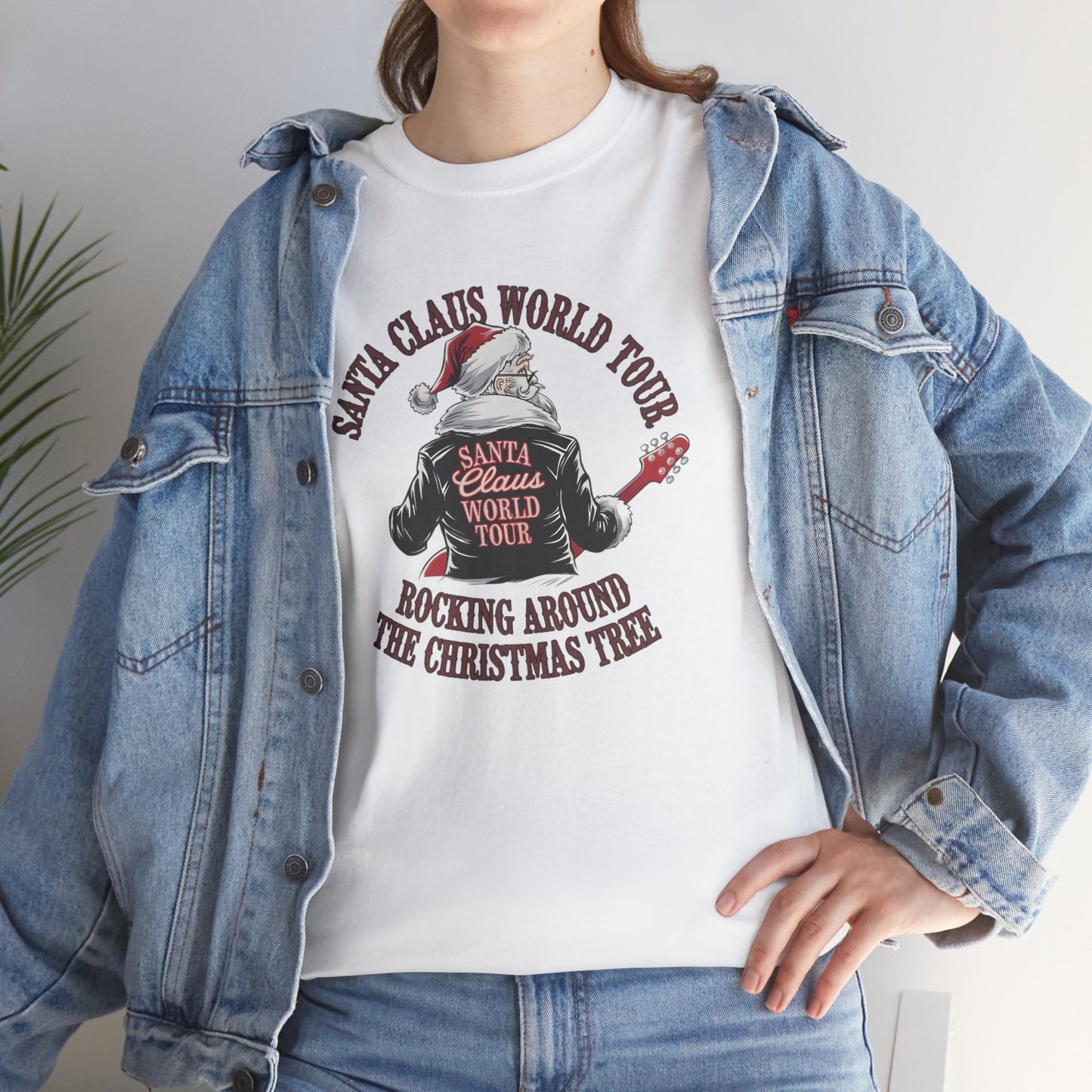 Santa Claus World Tour Unisex Heavy Cotton Tee - sizes S - 3X - Rocking around the Christmas Tree