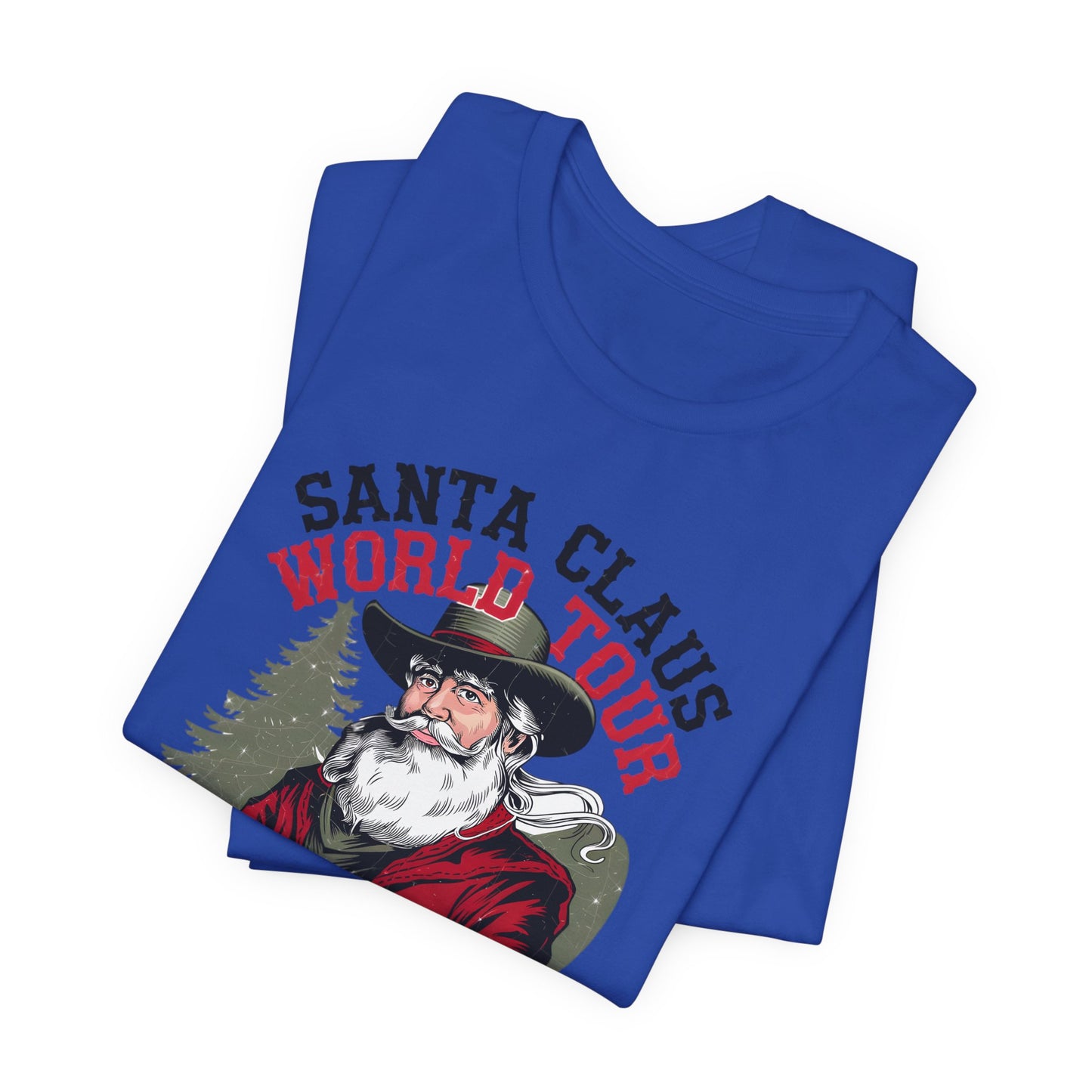 Santa's World Tour Rocking around the Christmas Tree Unisex Jersey Short Sleeve Tee - sizes S - 3X