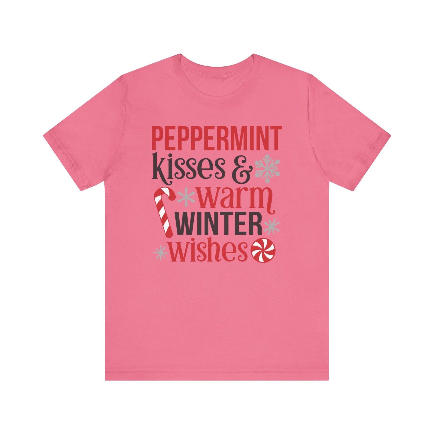 Peppermint Kisses and Warm Winter wishes Unisex Jersey Short Sleeve T-shirt - sizes S - 3X
