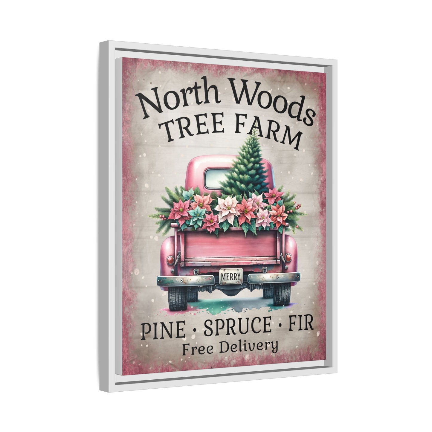 North Woods Tree Farm Matte Canvas, Framed (Multi-color)