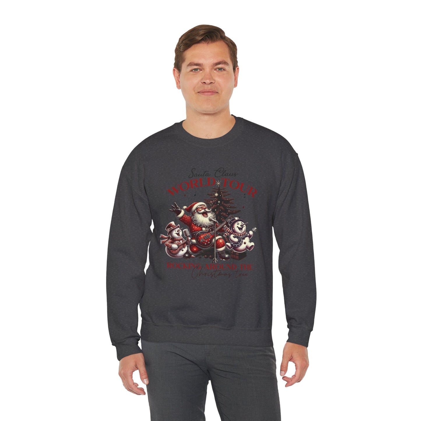 Santa Rocking Around the Christmas Tree Unisex Heavy Blend™ Crewneck Sweatshirt - Size S - 5X
