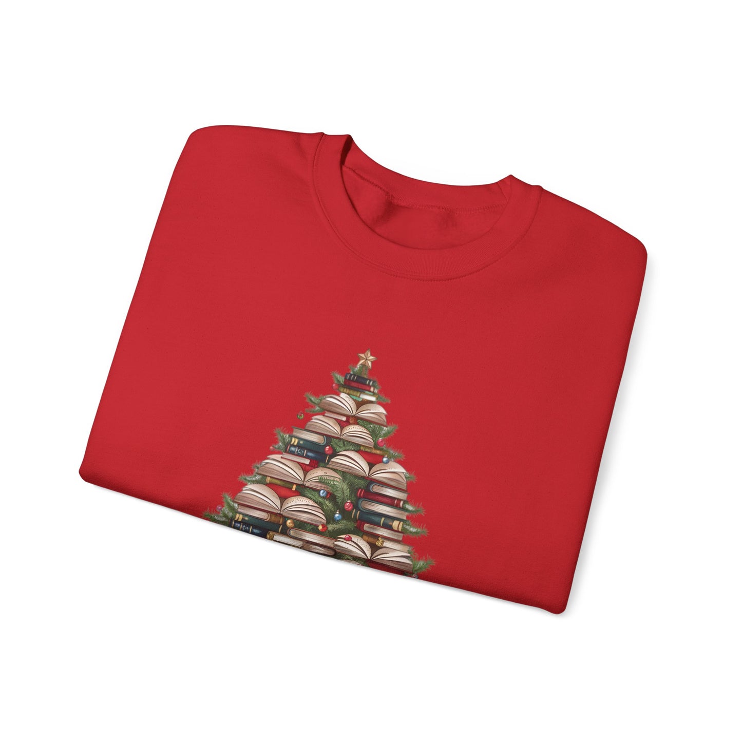 All Booked for Christmas, Book Christmas Tree, Unisex Heavy Blend Crewneck Sweatshirt - size S - 5X