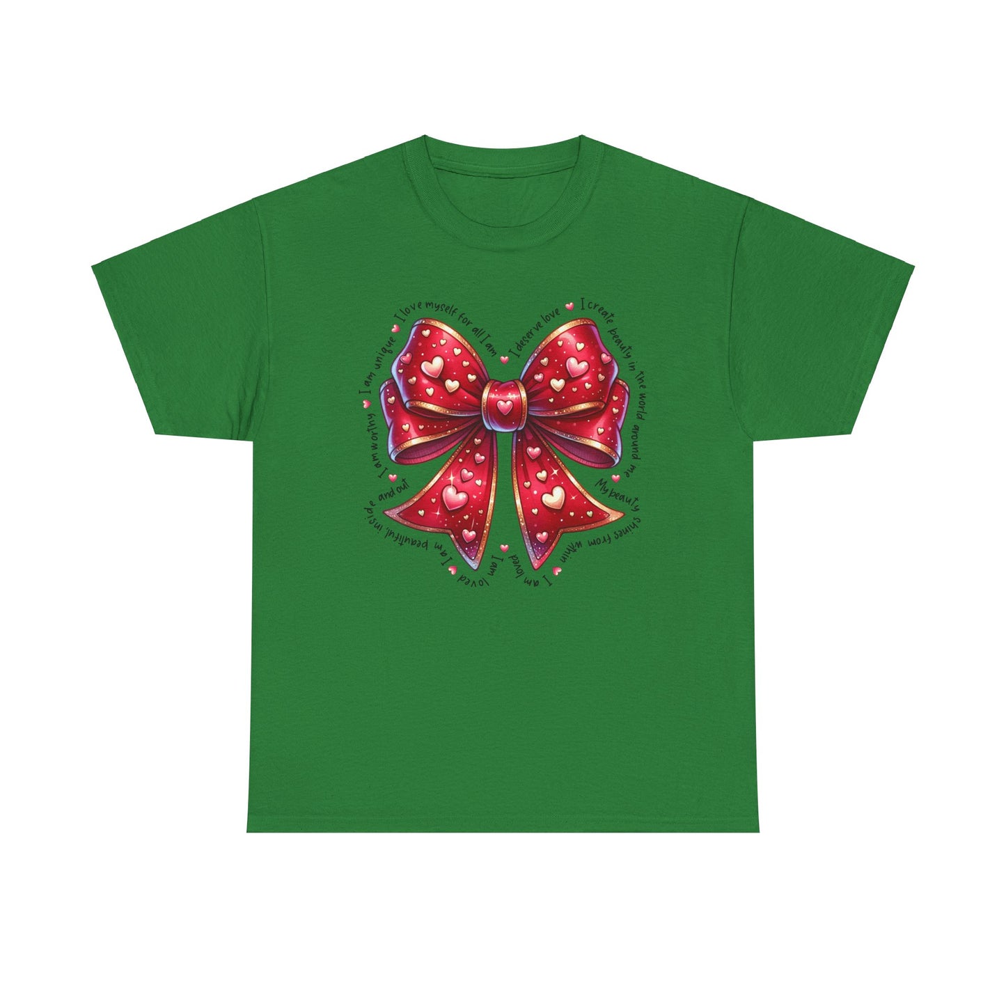 Bow Unisex Heavy Cotton Tee - Valentine's Day, Fun and Inspiring Girly Design
