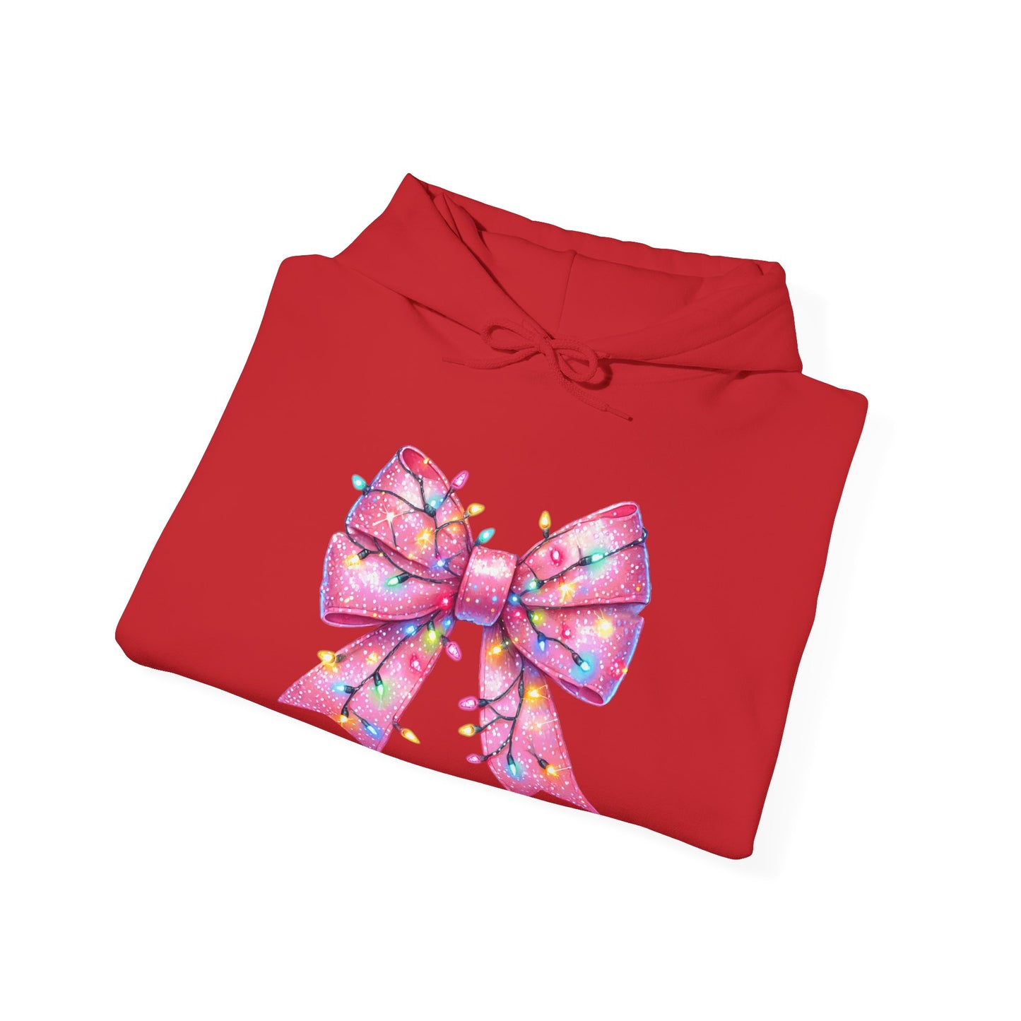 Pink Christmas Bow Heavy Blend Hoodie - Festive Unisex Sweatshirt - sizes S - 5X