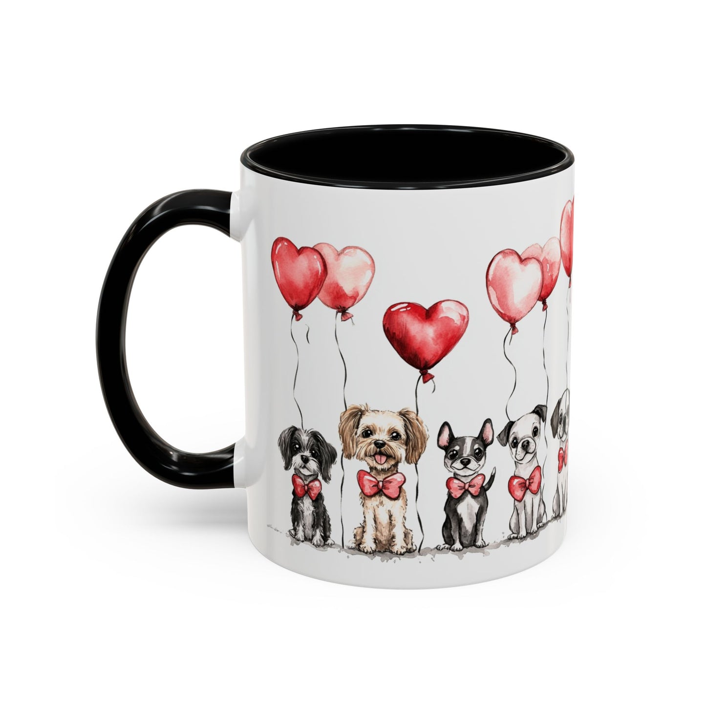 Coffee Mug - Puppy Love Valentine's Day, Cute Dogs and Heart Balloons, 11oz and 15oz, Ceramic