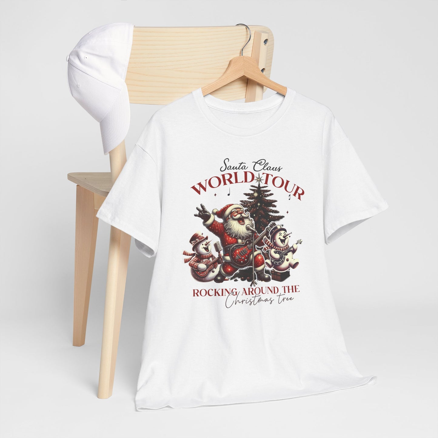 Santa Rocking around the Christmas Tree Unisex Heavy Cotton T-shirt - size S - 5X