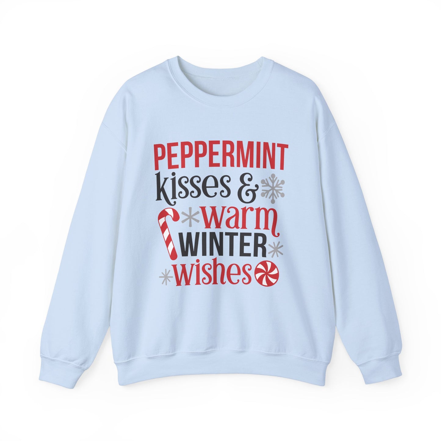 Peppermint Kisses and Warm Winter Wishes Unisex Heavy Blend™ Crewneck Sweatshirt - sizes S - 3X
