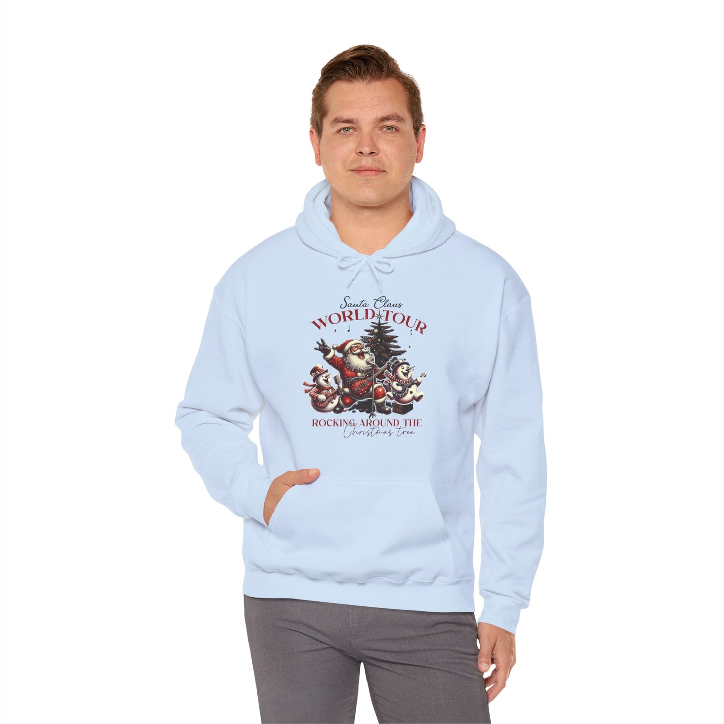 Santa Rocking Around the Christmas Tree Unisex Heavy Blend™ Hooded Sweatshirt - sizes S -3X