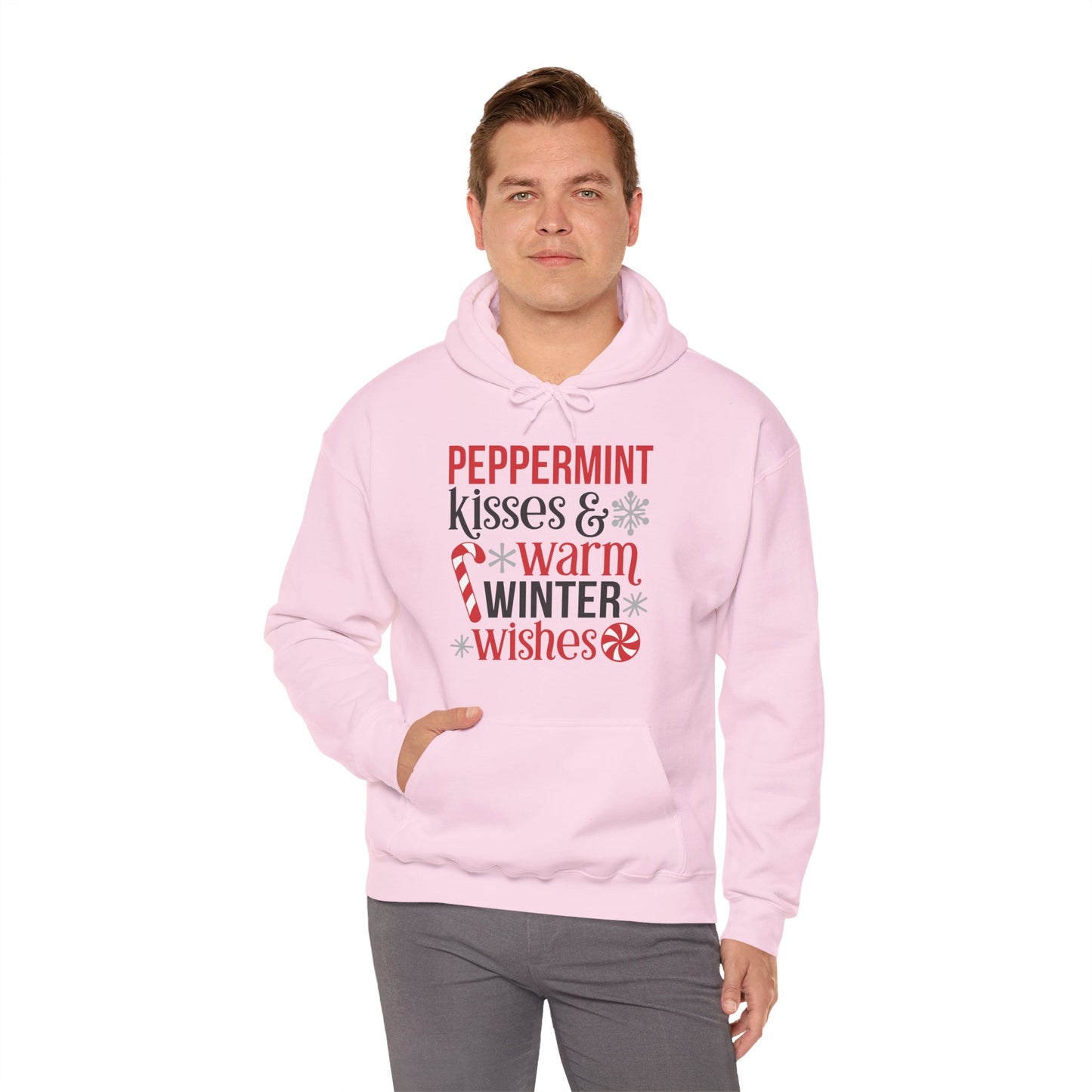 Peppermint Kisses and Warm Winter Wishes Unisex Heavy Blend™ Hooded Sweatshirt - sizes S - 3X