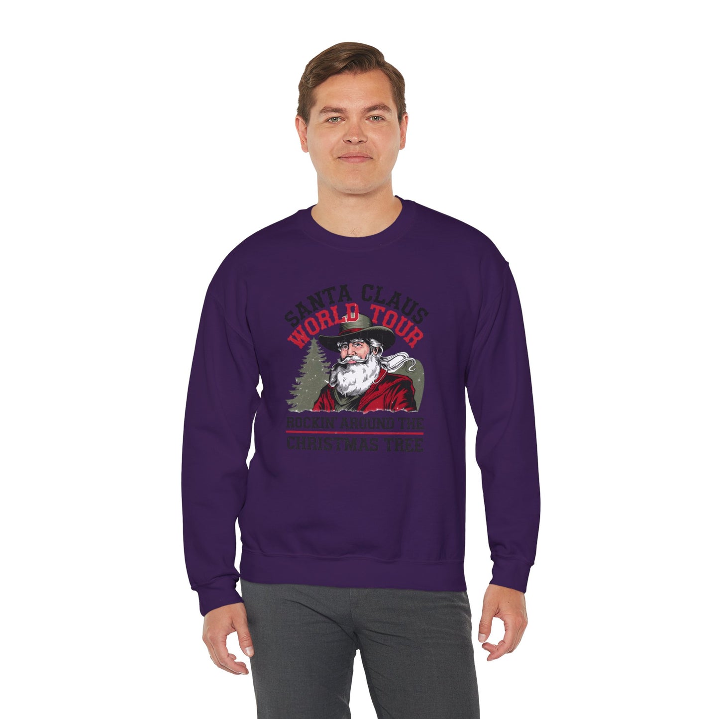 Santa Claus World Tour Unisex Heavy Blend™ Crewneck Sweatshirt - sizes S - 3X - Rocking around the Christmas Tree