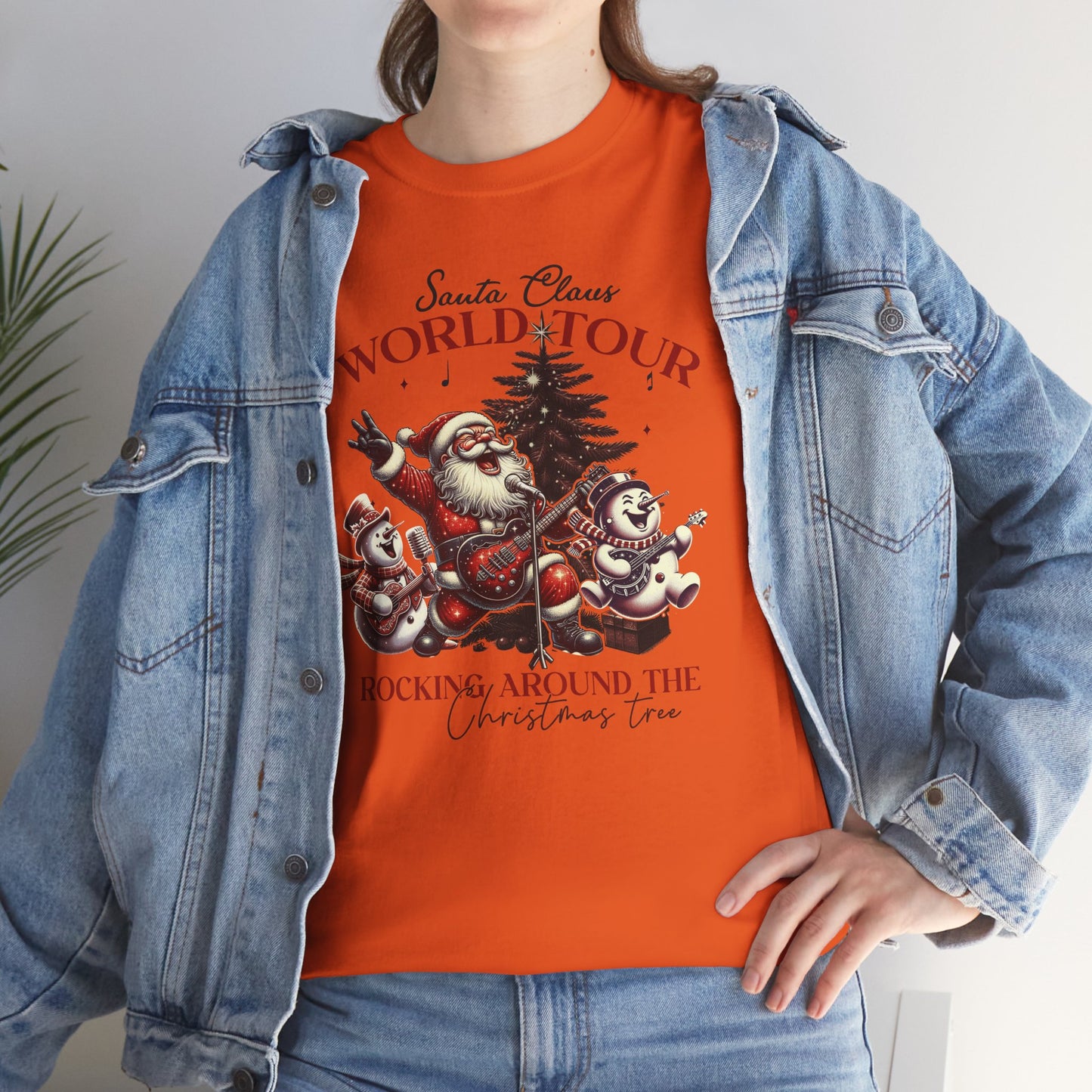 Santa Rocking around the Christmas Tree Unisex Heavy Cotton T-shirt - size S - 5X