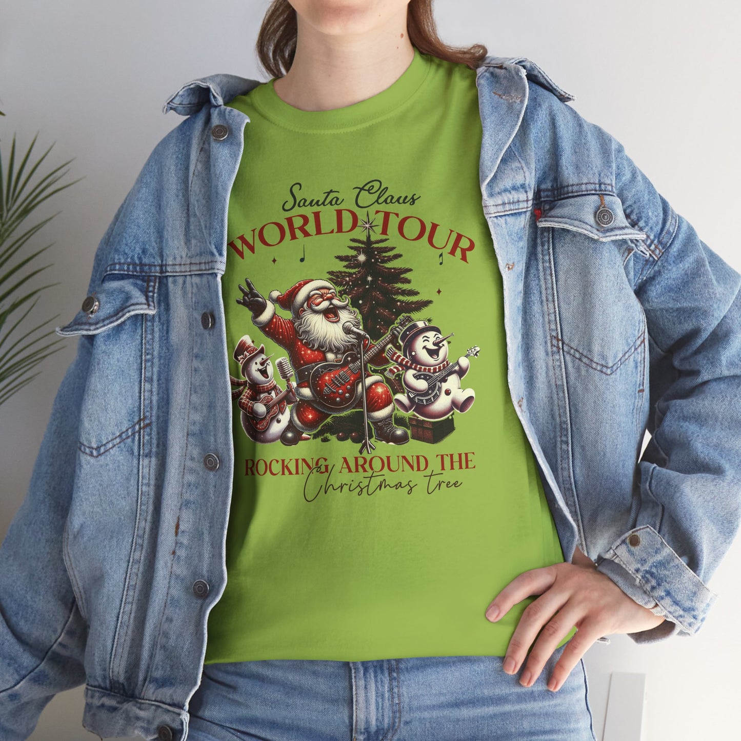 Santa Rocking around the Christmas Tree Unisex Heavy Cotton T-shirt - size S - 5X