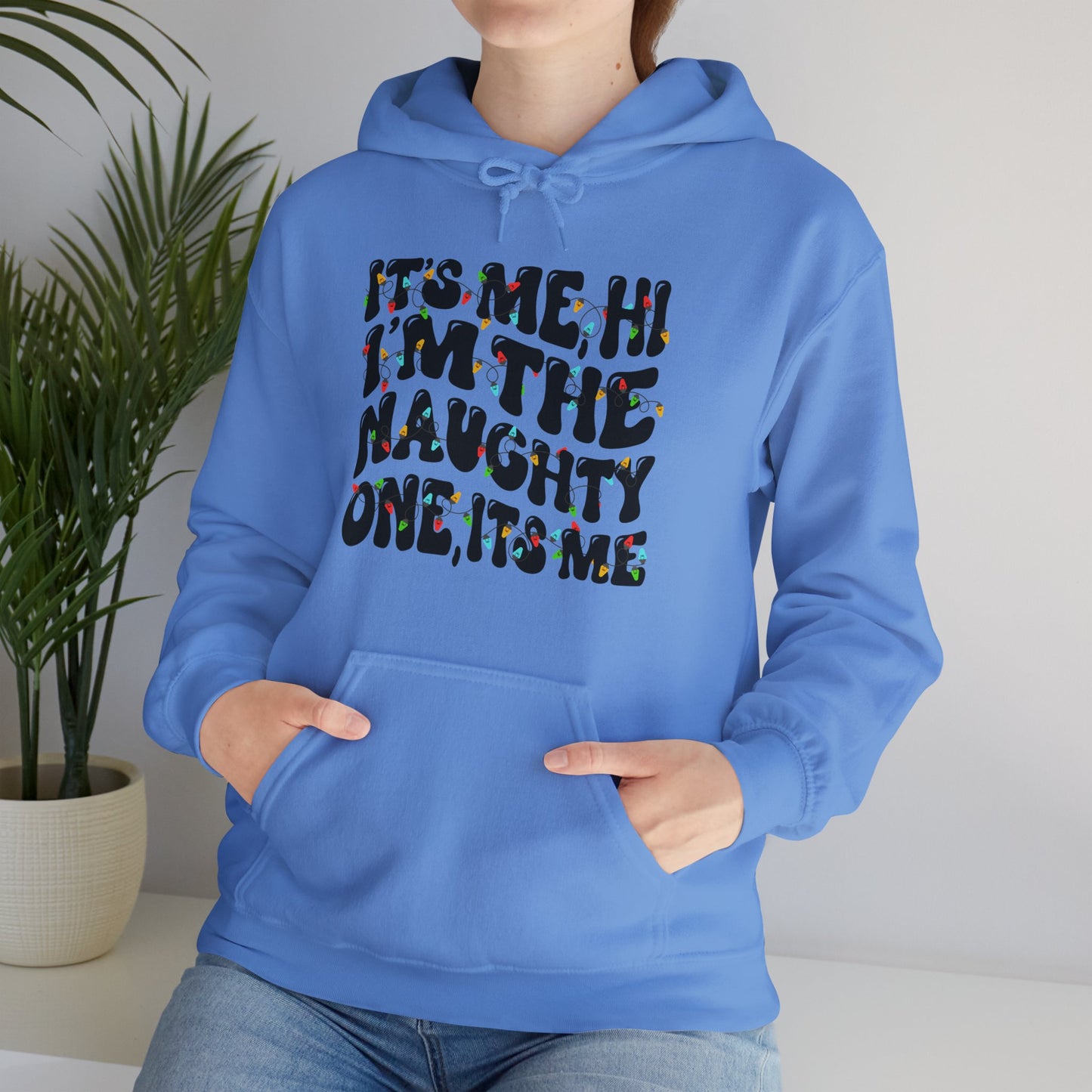 It's me, Hi, I'm the Naughty One Christmas Unisex Hoodie - Holiday Fun Cozy Sweatshirt - size X-5X
