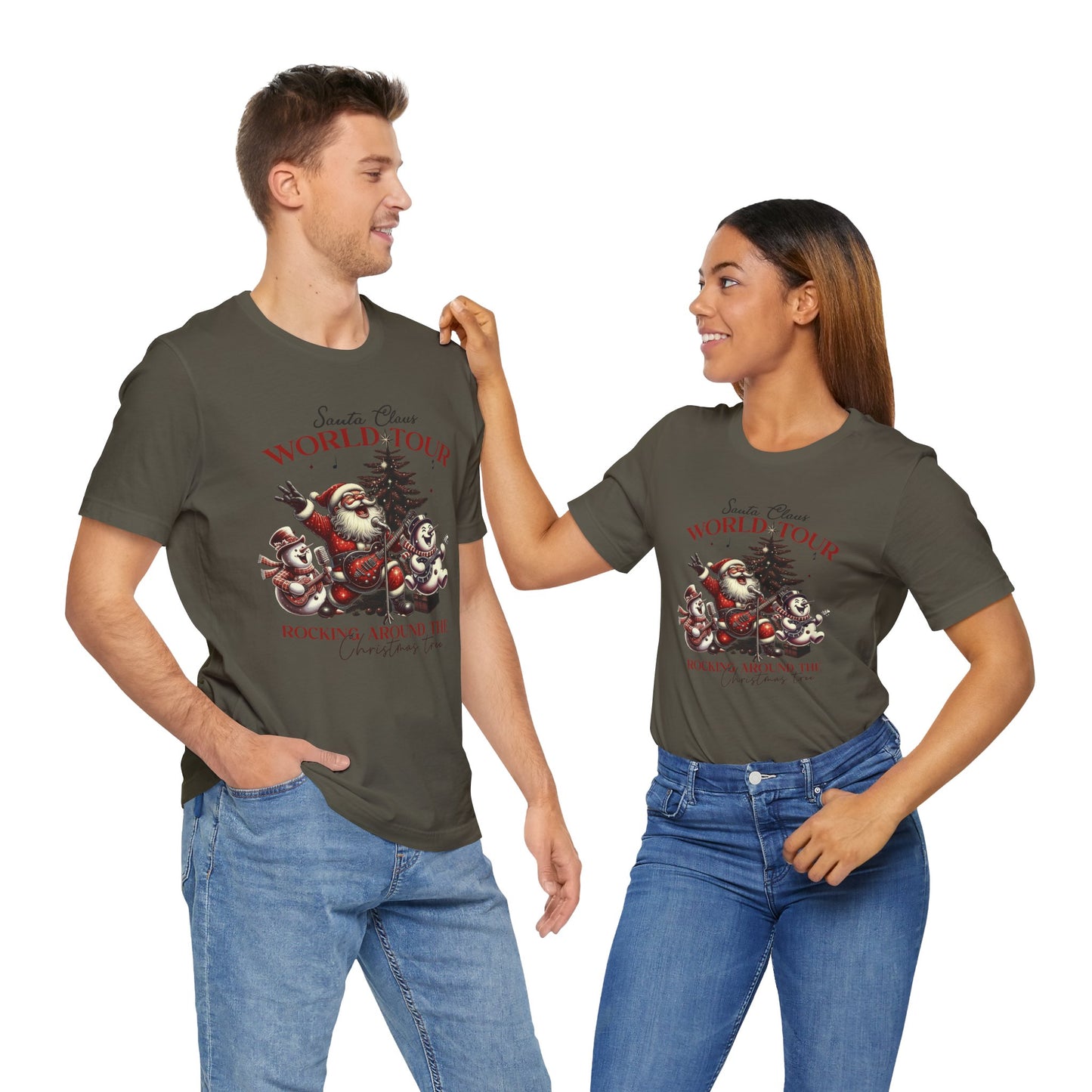 Santa Rocking Around the Christmas Tree Unisex Jersey Short Sleeve T-shirt - sizes S - 3X