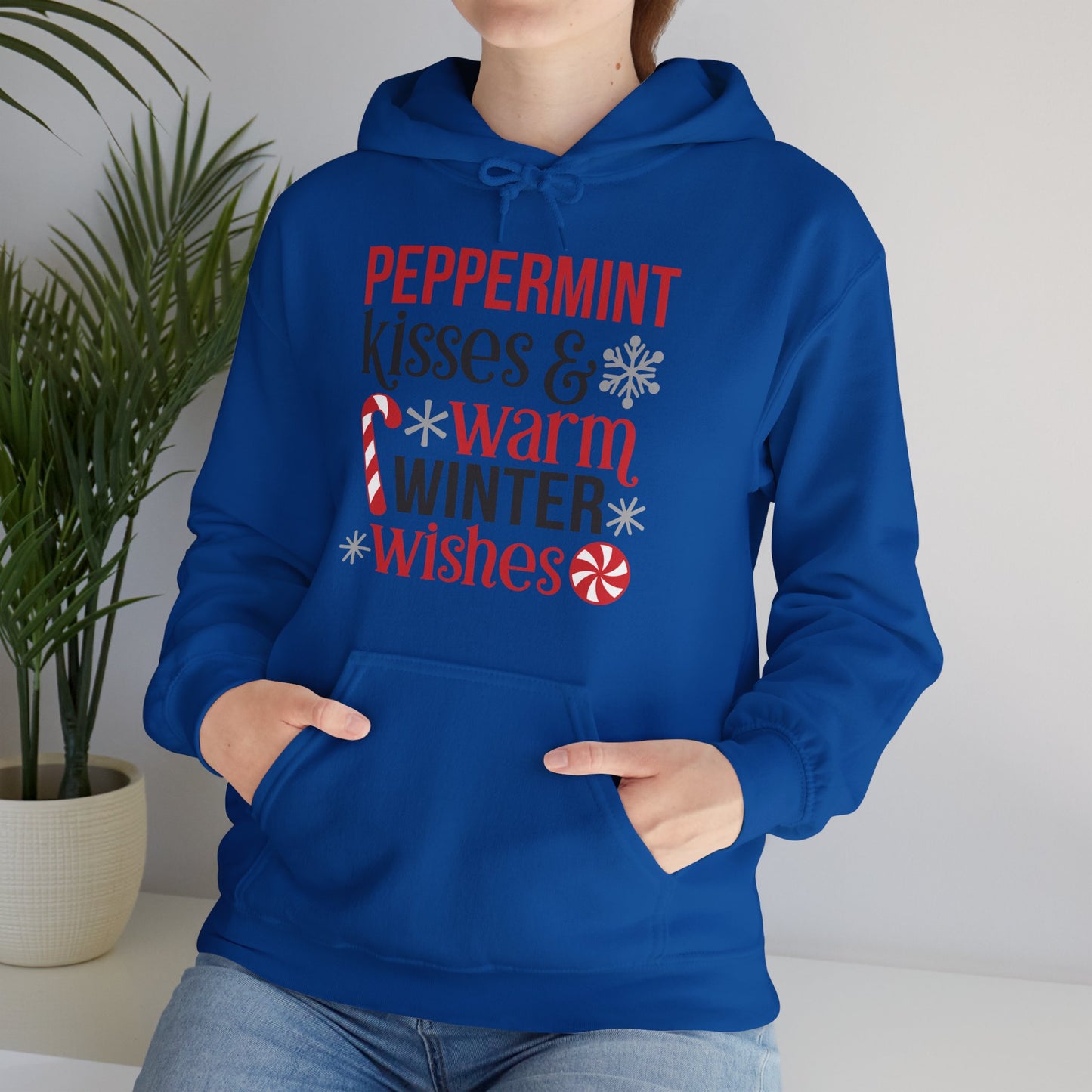 Peppermint Kisses and Warm Winter Wishes Unisex Heavy Blend™ Hooded Sweatshirt - sizes S - 3X
