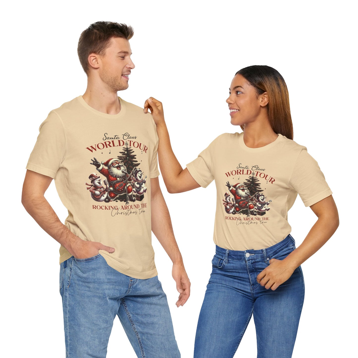 Santa Rocking Around the Christmas Tree Unisex Jersey Short Sleeve T-shirt - sizes S - 3X