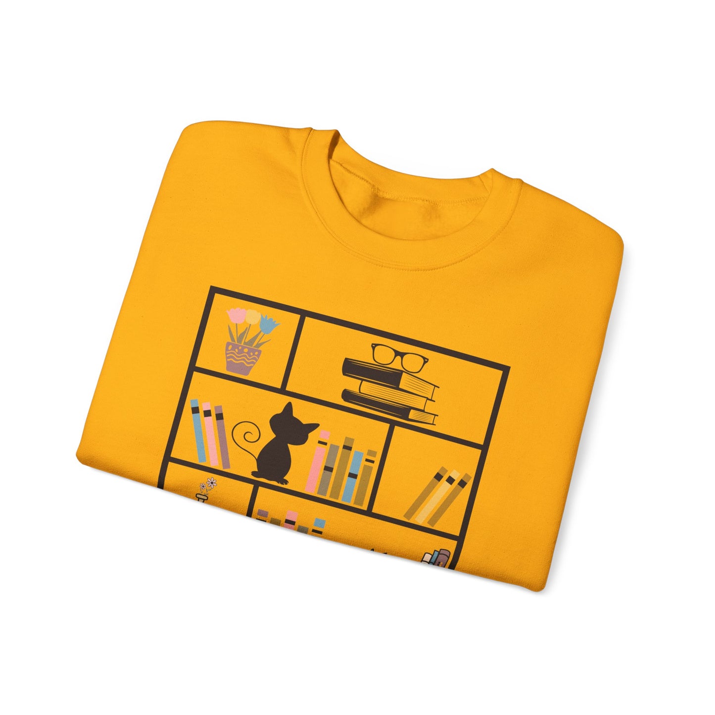 Unisex Heavy Blend™ Crewneck Sweatshirt - cute bookshelf with cat - sizes S - 3X