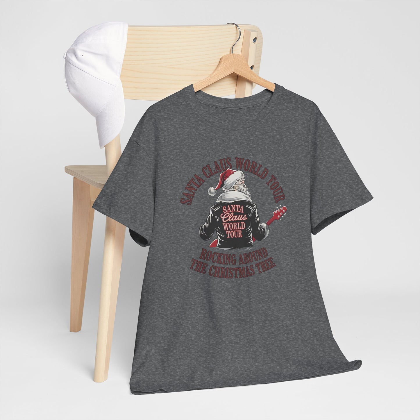Santa Claus World Tour Unisex Heavy Cotton Tee - sizes S - 3X - Rocking around the Christmas Tree