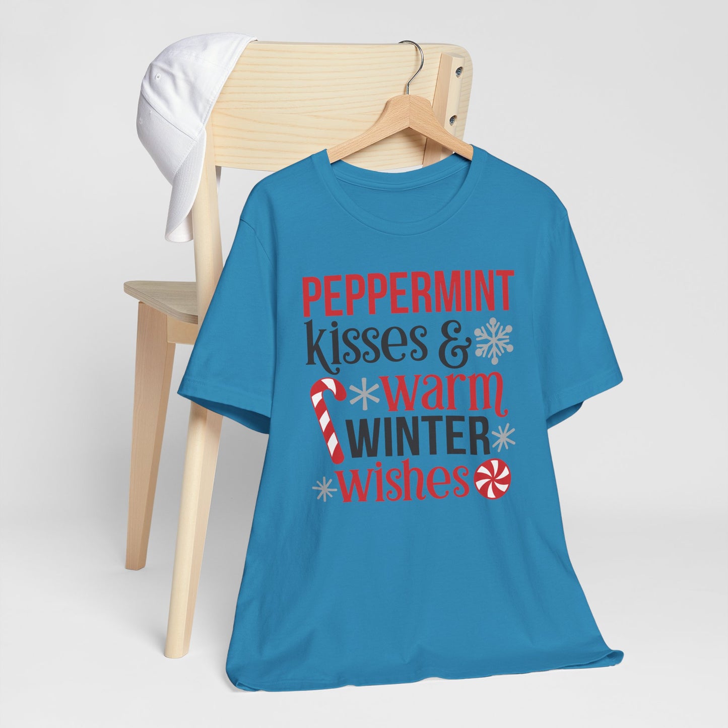 Peppermint Kisses and Warm Winter wishes Unisex Jersey Short Sleeve T-shirt - sizes S - 3X