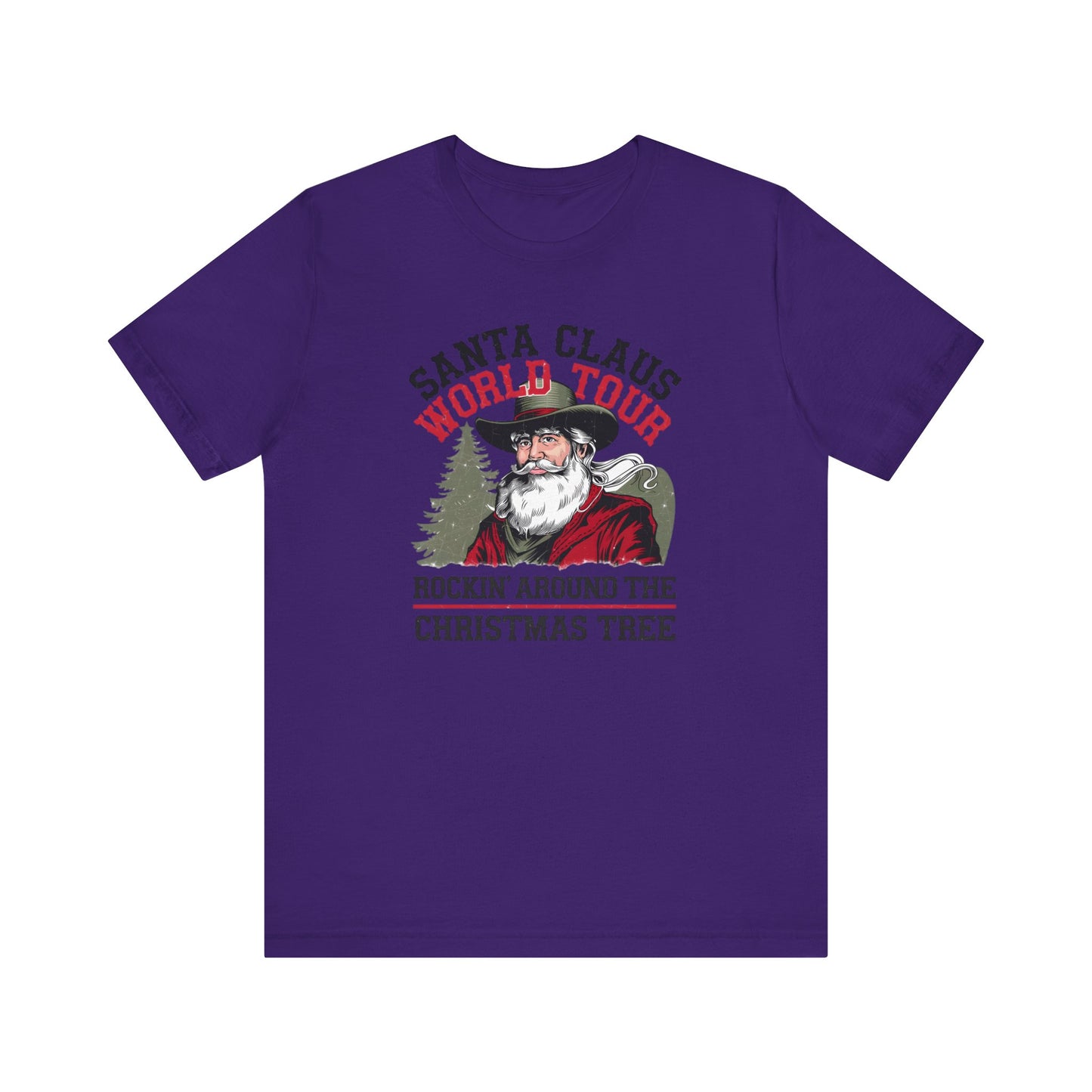 Santa's World Tour Rocking around the Christmas Tree Unisex Jersey Short Sleeve Tee - sizes S - 3X