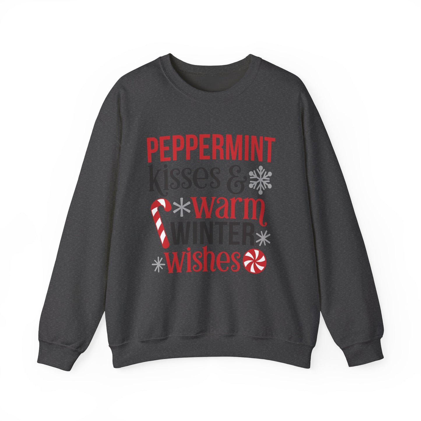 Peppermint Kisses and Warm Winter Wishes Unisex Heavy Blend™ Crewneck Sweatshirt - sizes S - 3X